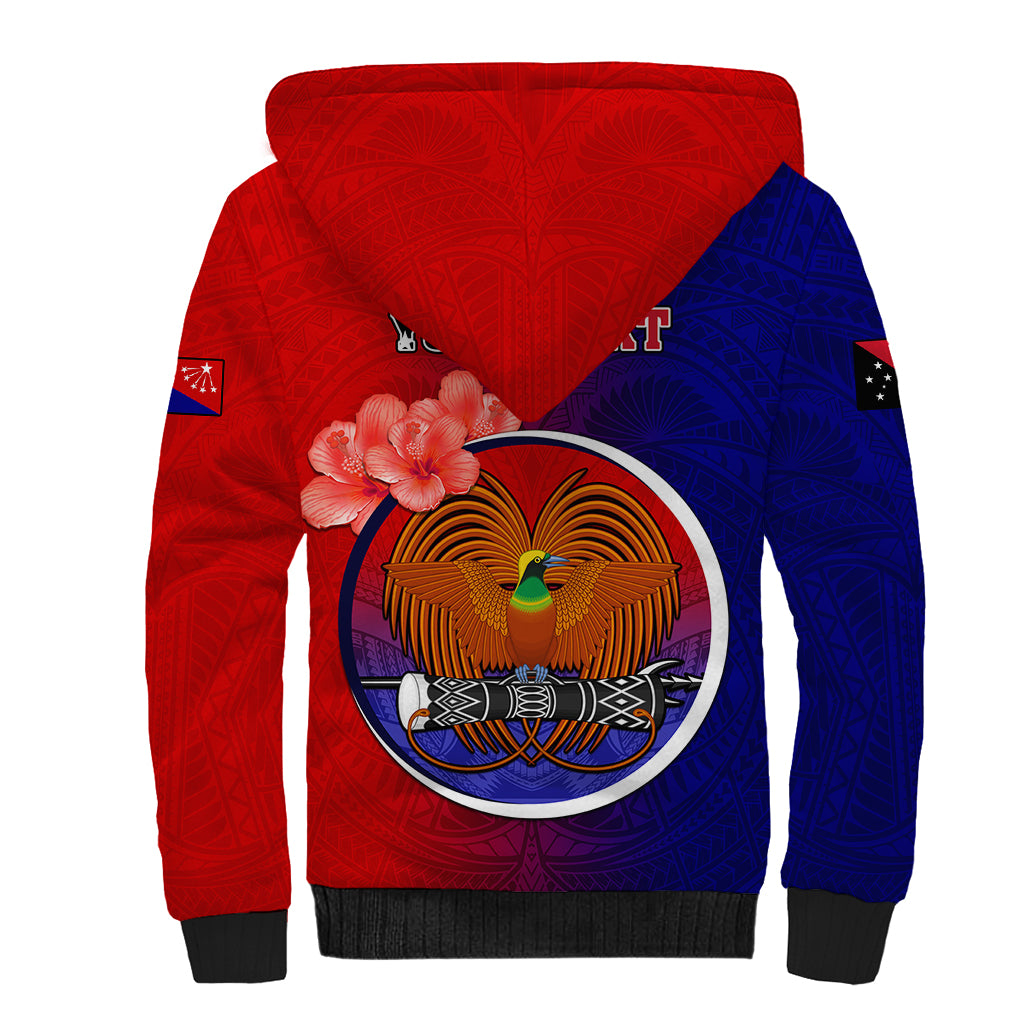 Personalized Papua New Guinea Central Province Sherpa Hoodie Mix Coat Of Arms Polynesian Pattern LT05 - Polynesian Pride