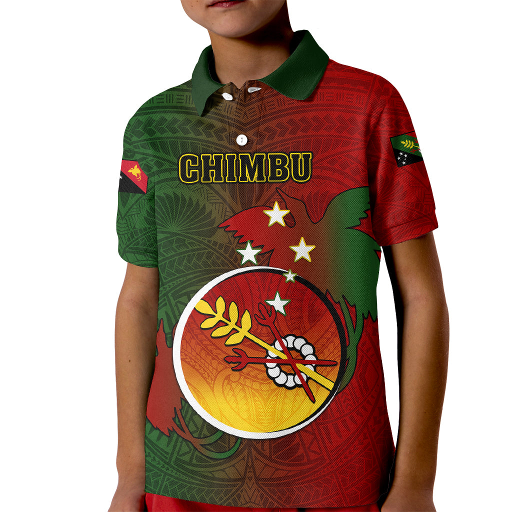 Papua New Guinea Chimbu Province Kid Polo Shirt Mix Coat Of Arms Polynesian Pattern LT05 Kid Red - Polynesian Pride