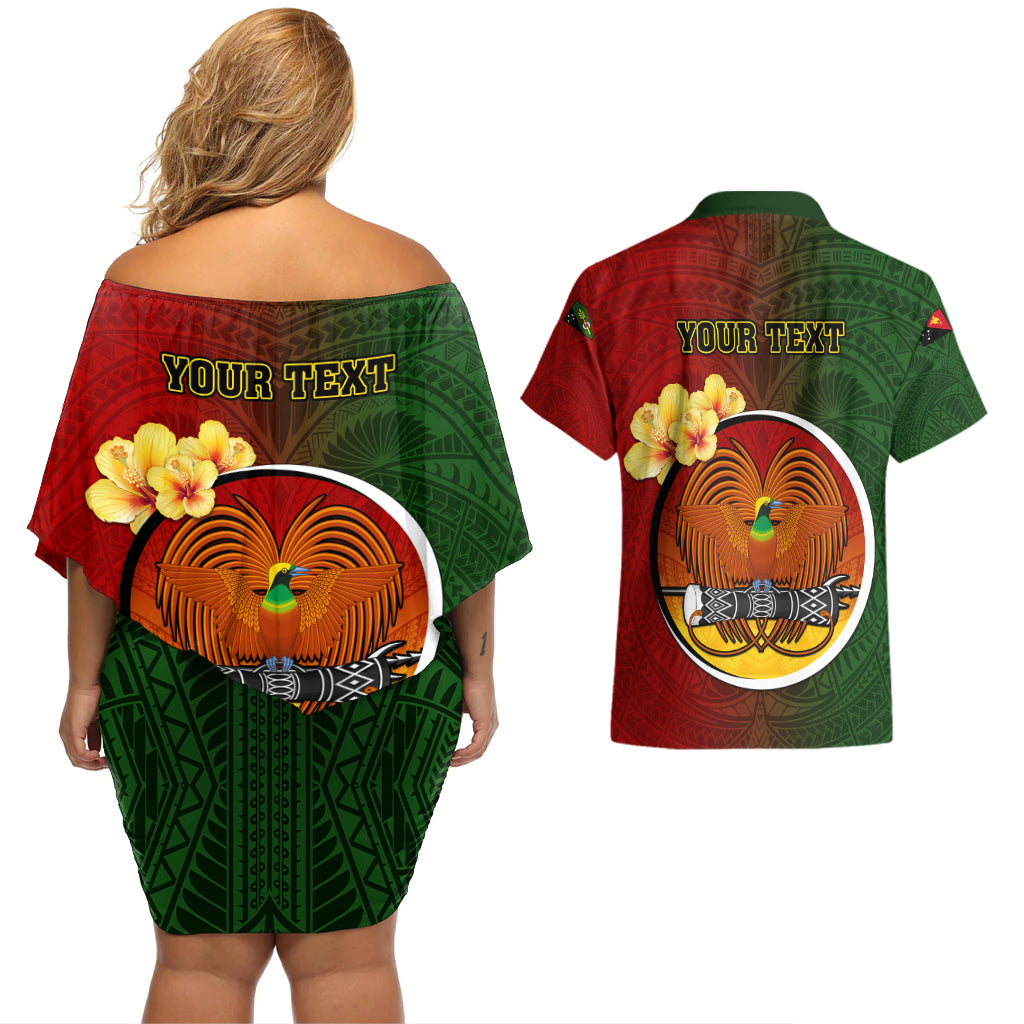 Personalized Papua New Guinea Chimbu Province Couples Matching Off Shoulder Short Dress and Hawaiian Shirt Mix Coat Of Arms Polynesian Pattern LT05 - Polynesian Pride