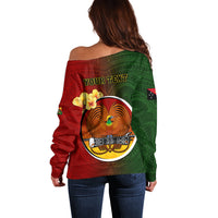 Personalized Papua New Guinea Chimbu Province Off Shoulder Sweater Mix Coat Of Arms Polynesian Pattern LT05 - Polynesian Pride