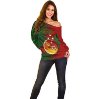 Personalized Papua New Guinea Chimbu Province Off Shoulder Sweater Mix Coat Of Arms Polynesian Pattern LT05 - Polynesian Pride