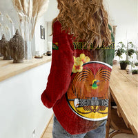 Personalized Papua New Guinea Chimbu Province Women Casual Shirt Mix Coat Of Arms Polynesian Pattern LT05 - Polynesian Pride