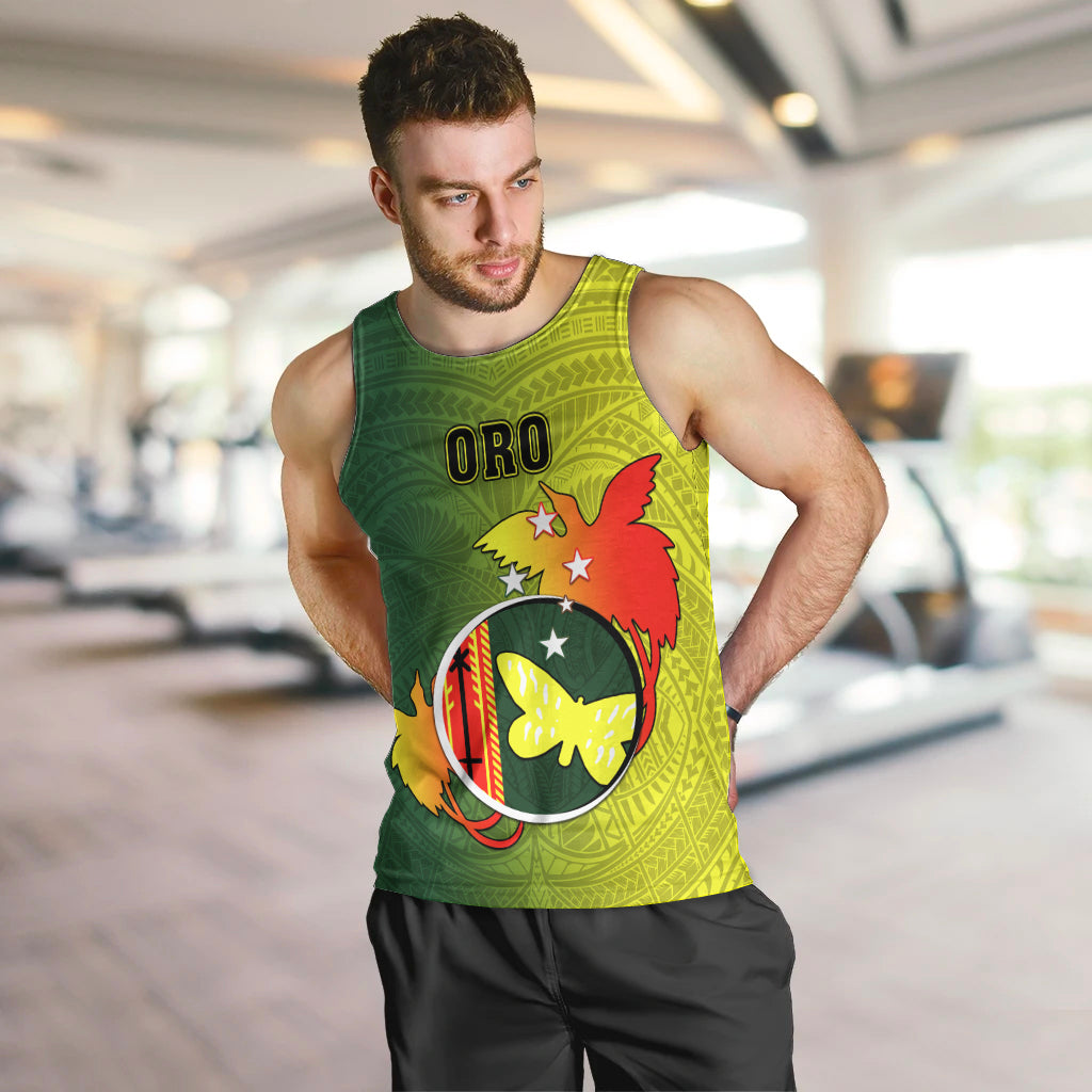 Personalized Papua New Guinea Oro Province Men Tank Top Mix Coat Of Arms Polynesian Pattern LT05 - Polynesian Pride
