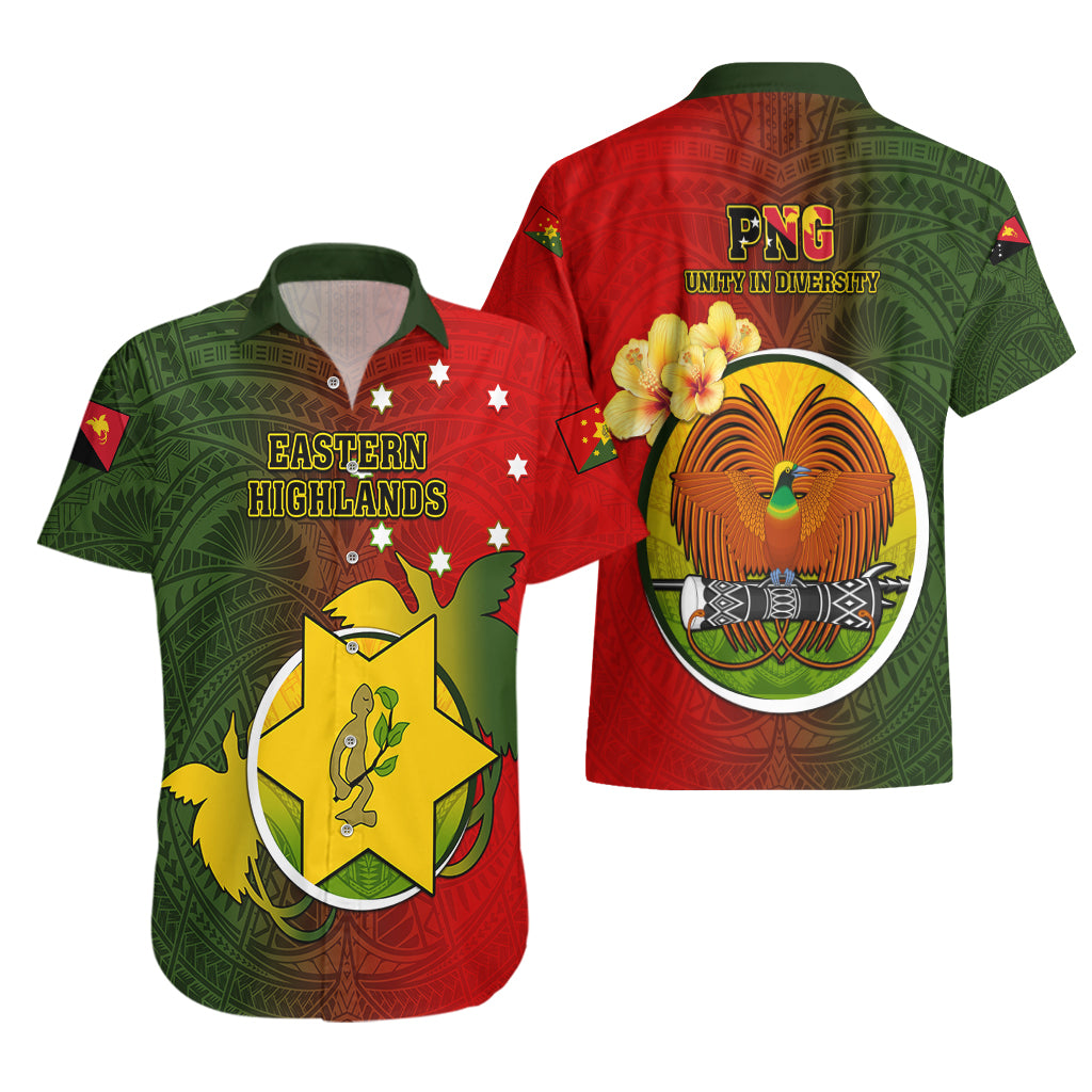 Papua New Guinea Eastern Highlands Province Hawaiian Shirt Mix Coat Of Arms Polynesian Pattern LT05 - Polynesian Pride