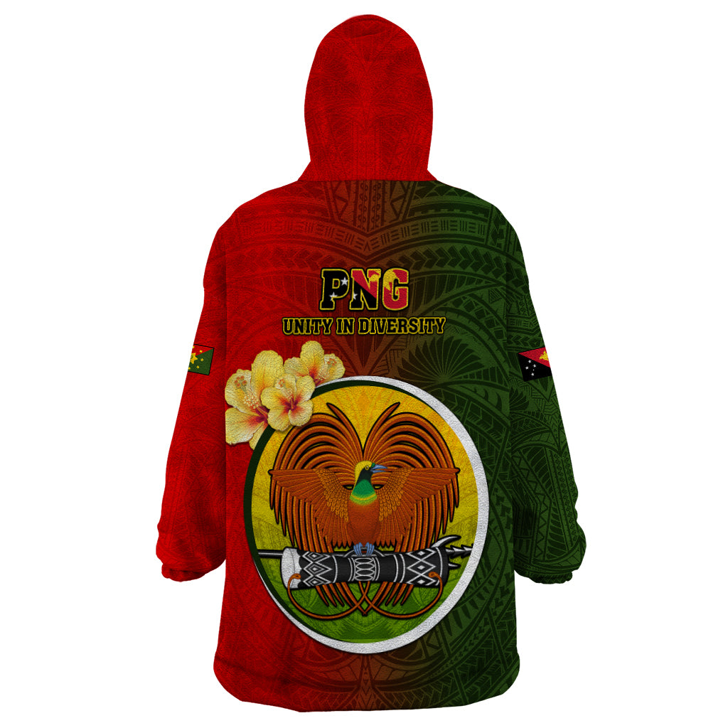 Papua New Guinea Eastern Highlands Province Wearable Blanket Hoodie Mix Coat Of Arms Polynesian Pattern LT05 - Polynesian Pride