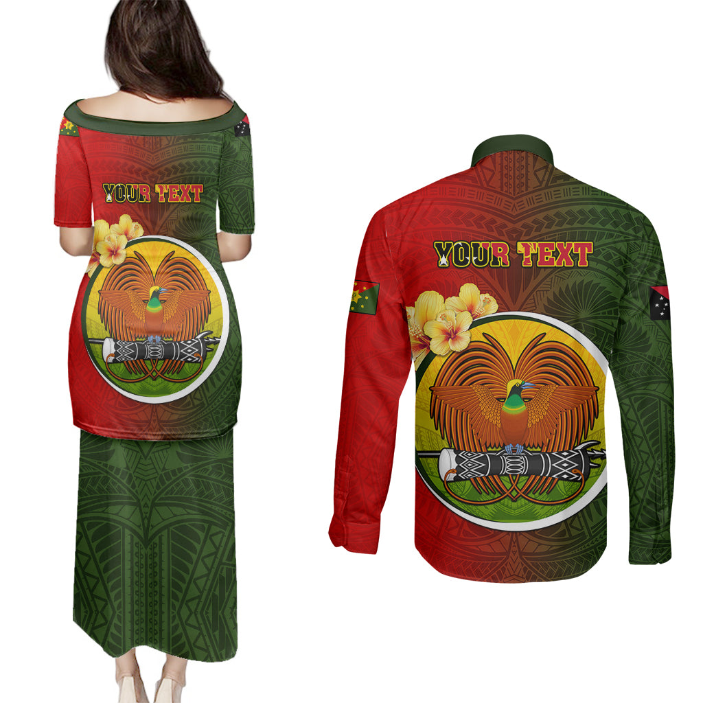 Personalized Papua New Guinea Eastern Highlands Province Couples Matching Puletasi Dress and Long Sleeve Button Shirts Mix Coat Of Arms Polynesian Pattern LT05 - Polynesian Pride