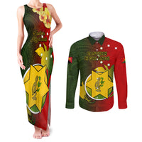 Personalized Papua New Guinea Eastern Highlands Province Couples Matching Tank Maxi Dress and Long Sleeve Button Shirts Mix Coat Of Arms Polynesian Pattern LT05 Red - Polynesian Pride