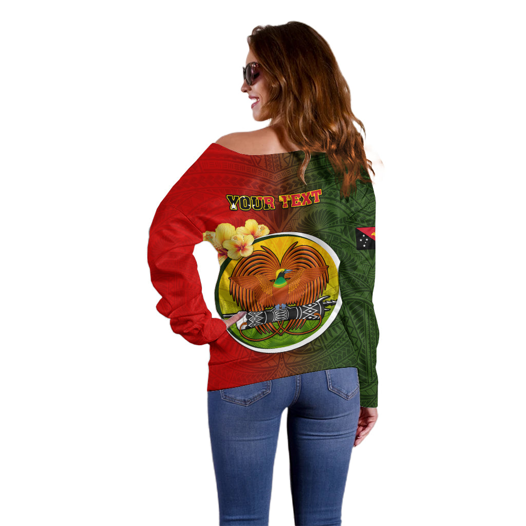 Personalized Papua New Guinea Eastern Highlands Province Off Shoulder Sweater Mix Coat Of Arms Polynesian Pattern LT05 - Polynesian Pride