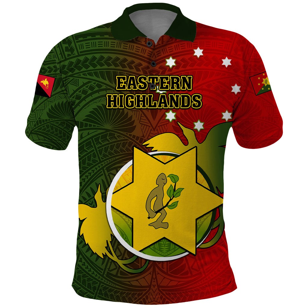 Personalized Papua New Guinea Eastern Highlands Province Polo Shirt Mix Coat Of Arms Polynesian Pattern LT05 Red - Polynesian Pride