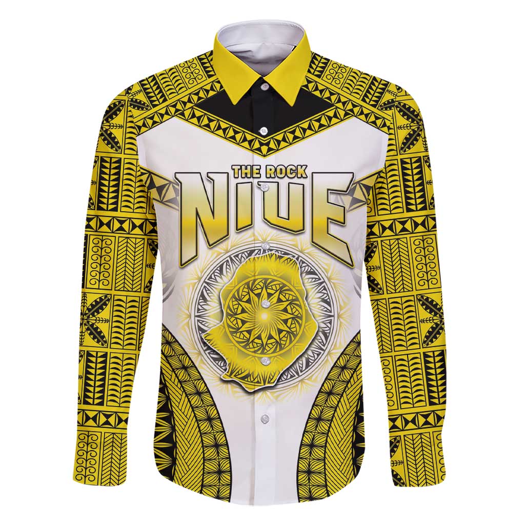 Personalised Niue The Rock Of Polynesia Family Matching Short Sleeve Bodycon Dress and Hawaiian Shirt Peniamina Gospel Day Yellow Version