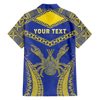 Personalised Niue The Rock Of Polynesia Family Matching Off The Shoulder Long Sleeve Dress and Hawaiian Shirt Peniamina Gospel Day Blue Version