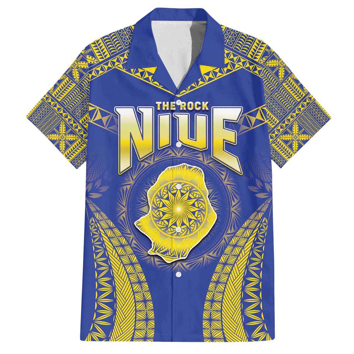 Personalised Niue The Rock Of Polynesia Family Matching Puletasi and Hawaiian Shirt Peniamina Gospel Day Blue Version