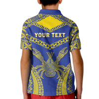 Personalised Niue The Rock Of Polynesia Kid Polo Shirt Peniamina Gospel Day Blue Version LT05 - Polynesian Pride