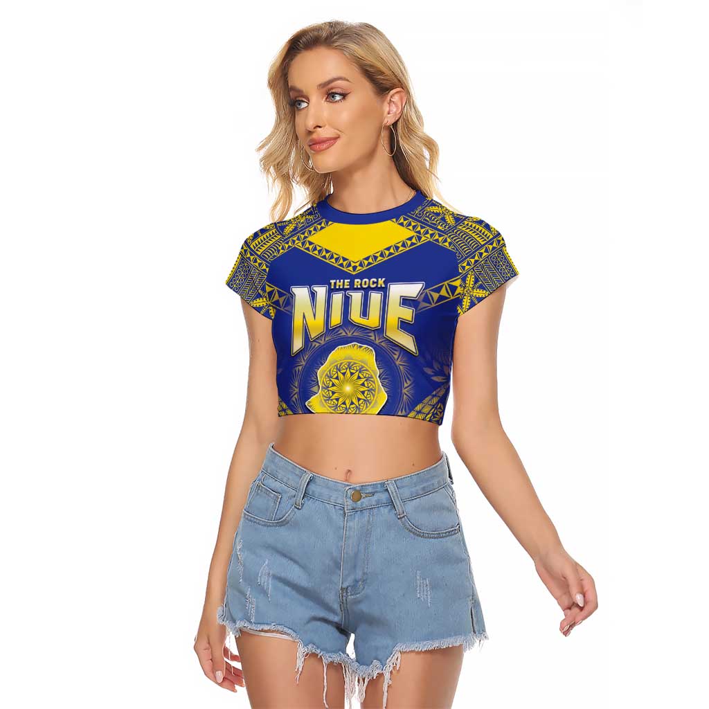 Personalised Niue The Rock Of Polynesia Raglan Cropped T Shirt Peniamina Gospel Day Blue Version LT05 Female Blue - Polynesian Pride