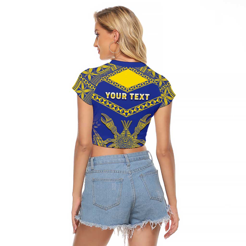 Personalised Niue The Rock Of Polynesia Raglan Cropped T Shirt Peniamina Gospel Day Blue Version LT05 - Polynesian Pride