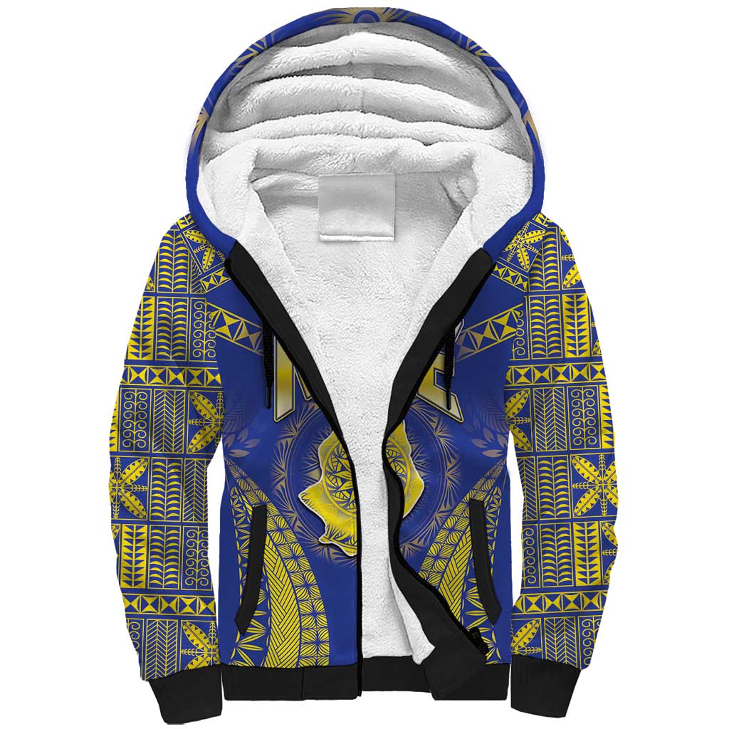 Personalised Niue The Rock Of Polynesia Sherpa Hoodie Peniamina Gospel Day Blue Version