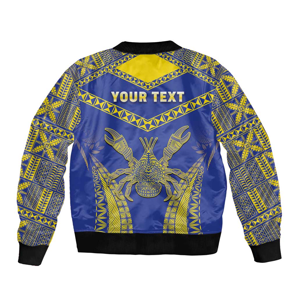 Personalised Niue The Rock Of Polynesia Sleeve Zip Bomber Jacket Peniamina Gospel Day Blue Version