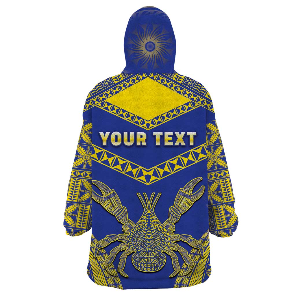 Personalised Niue The Rock Of Polynesia Wearable Blanket Hoodie Peniamina Gospel Day Blue Version