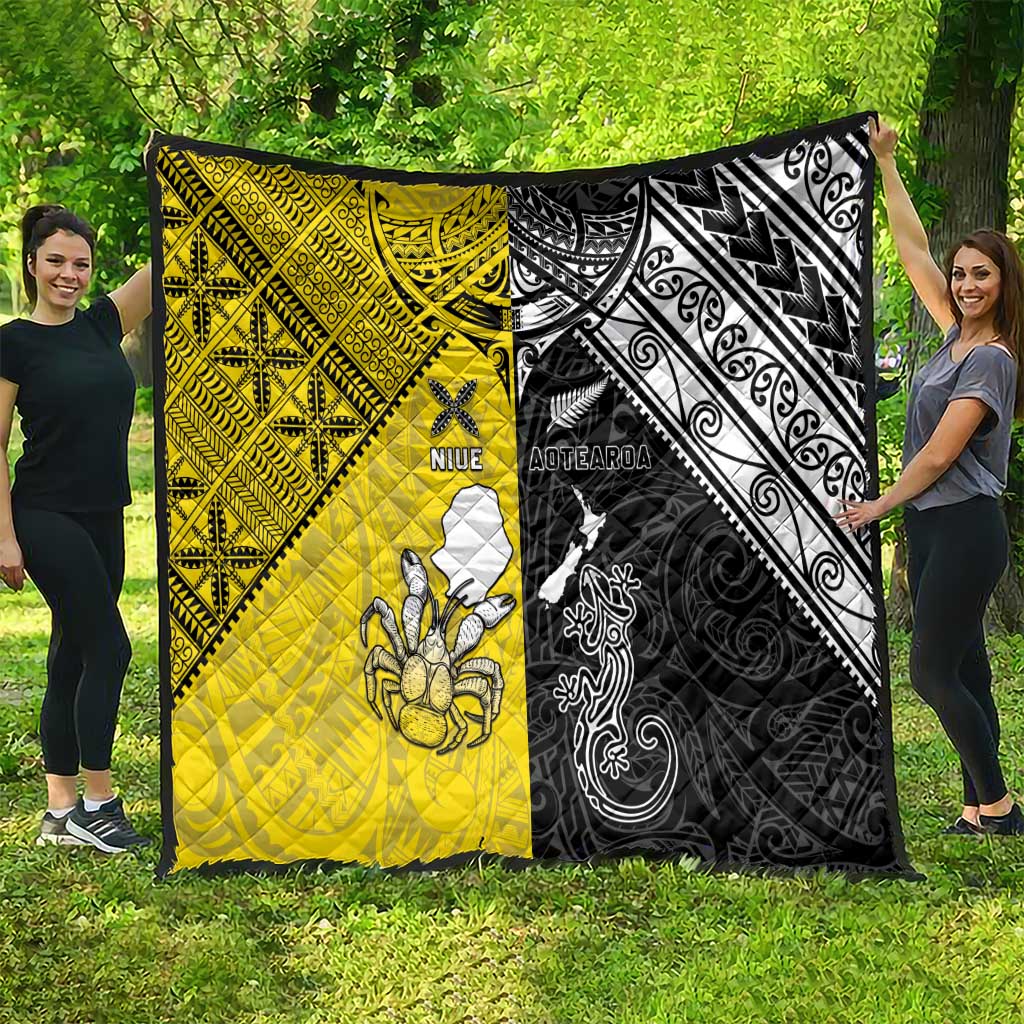 New Zealand Maori And Niue Hiapo Quilt Lizard And Coconut Crab Together