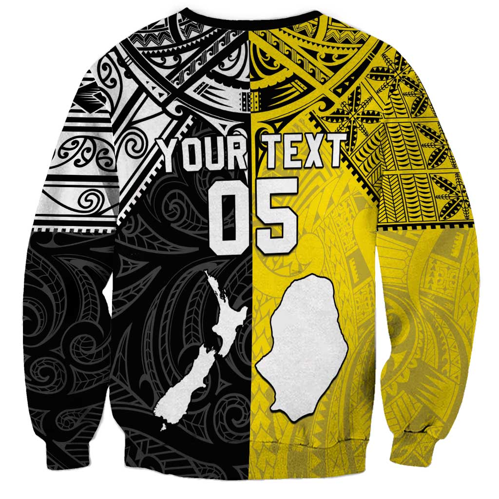 Custom New Zealand Maori And Niue Hiapo Sweatshirt Lizard And Coconut Crab Together LT05 - Polynesian Pride