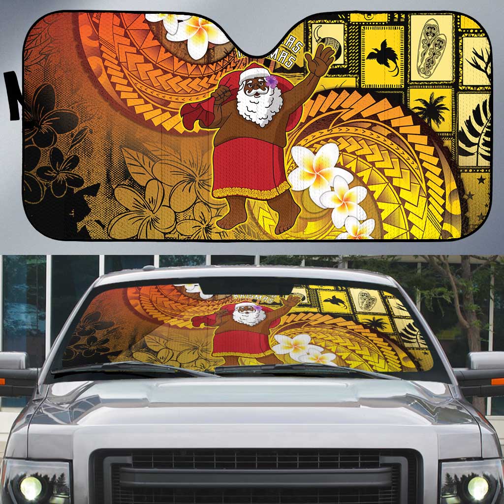 Papua New Guinea Retro Christmas Auto Sun Shade Hamamas Krismas - Polynesian Pride