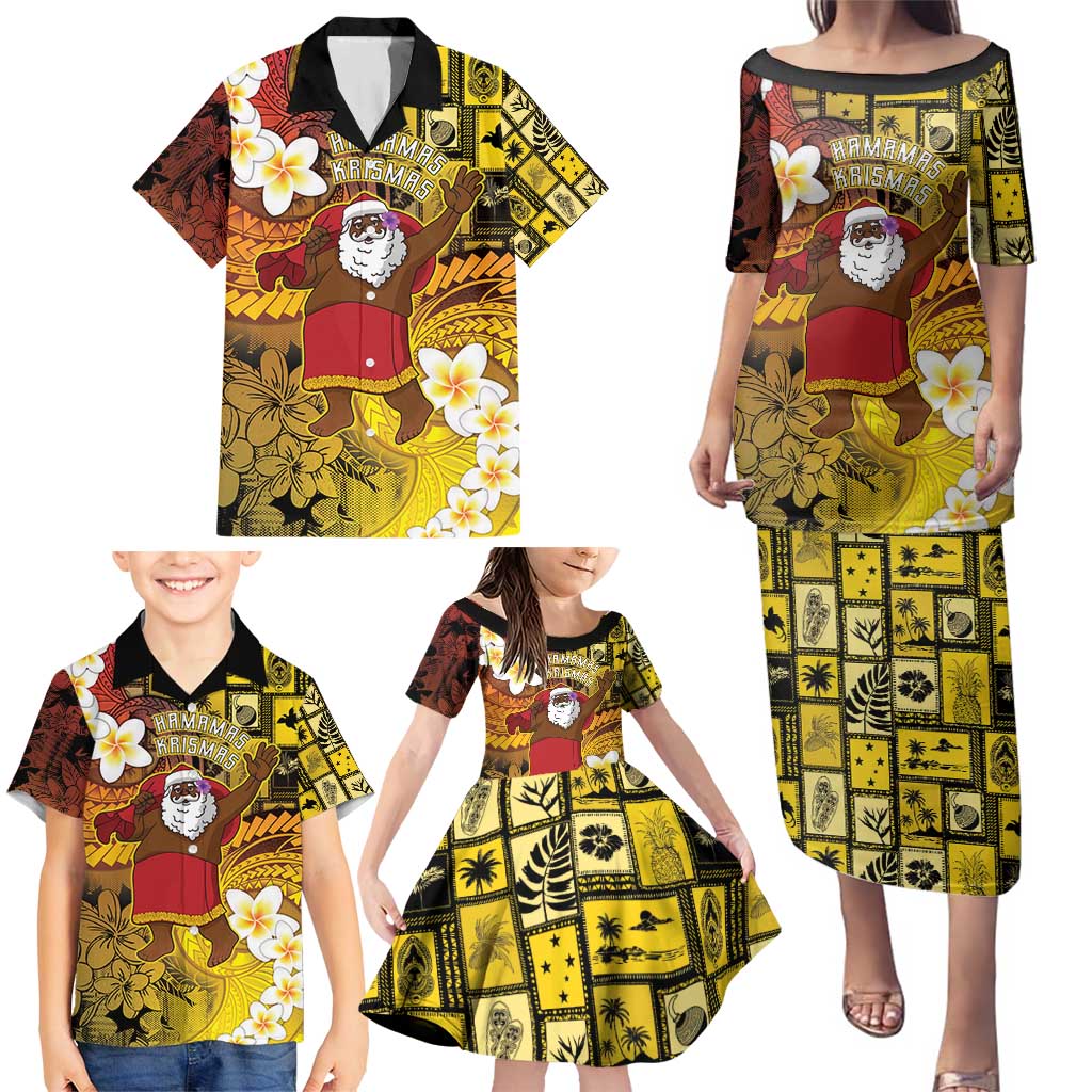 Papua New Guinea Retro Christmas Family Matching Puletasi and Hawaiian Shirt Hamamas Krismas - Polynesian Pride