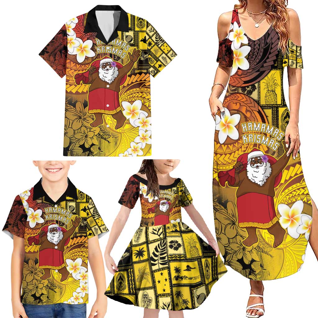 Papua New Guinea Retro Christmas Family Matching Summer Maxi Dress and Hawaiian Shirt Hamamas Krismas - Polynesian Pride