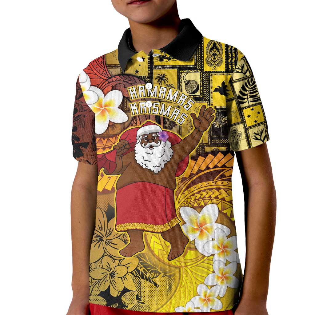 Papua New Guinea Retro Christmas Kid Polo Shirt Hamamas Krismas - Polynesian Pride