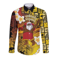 Papua New Guinea Retro Christmas Long Sleeve Button Shirt Hamamas Krismas - Polynesian Pride