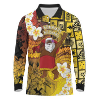 Papua New Guinea Retro Christmas Long Sleeve Polo Shirt Hamamas Krismas - Polynesian Pride