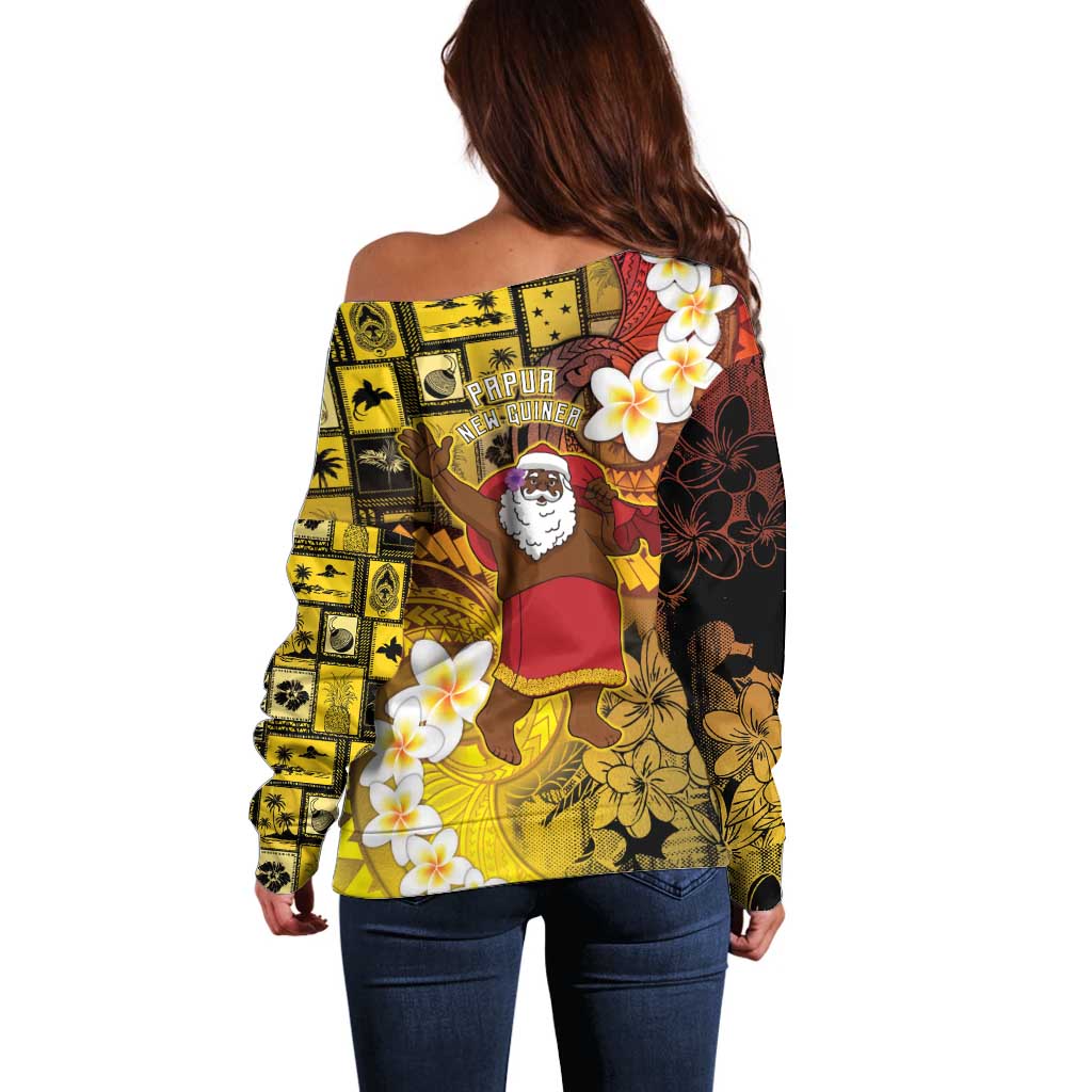 Papua New Guinea Retro Christmas Off Shoulder Sweater Hamamas Krismas - Polynesian Pride