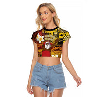 Papua New Guinea Retro Christmas Raglan Cropped T Shirt Hamamas Krismas - Polynesian Pride