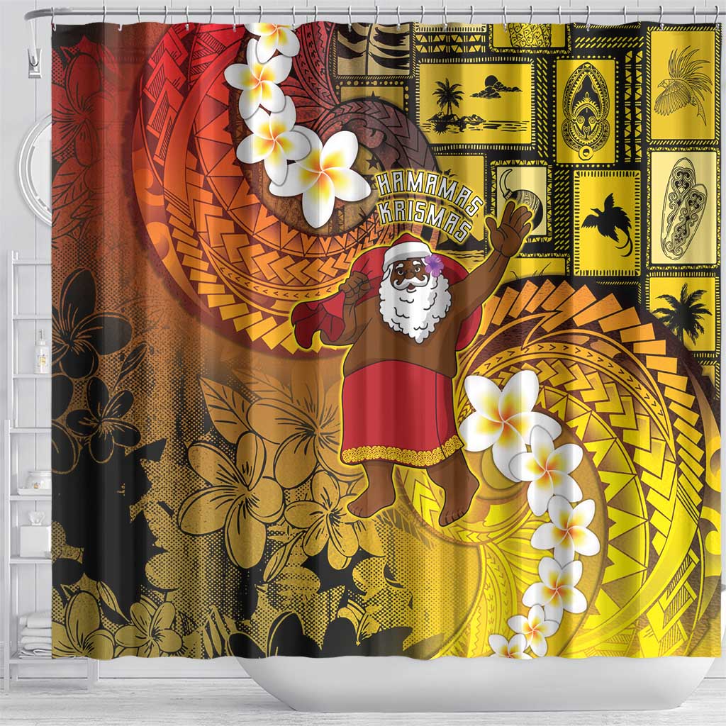 Papua New Guinea Retro Christmas Shower Curtain Hamamas Krismas - Polynesian Pride