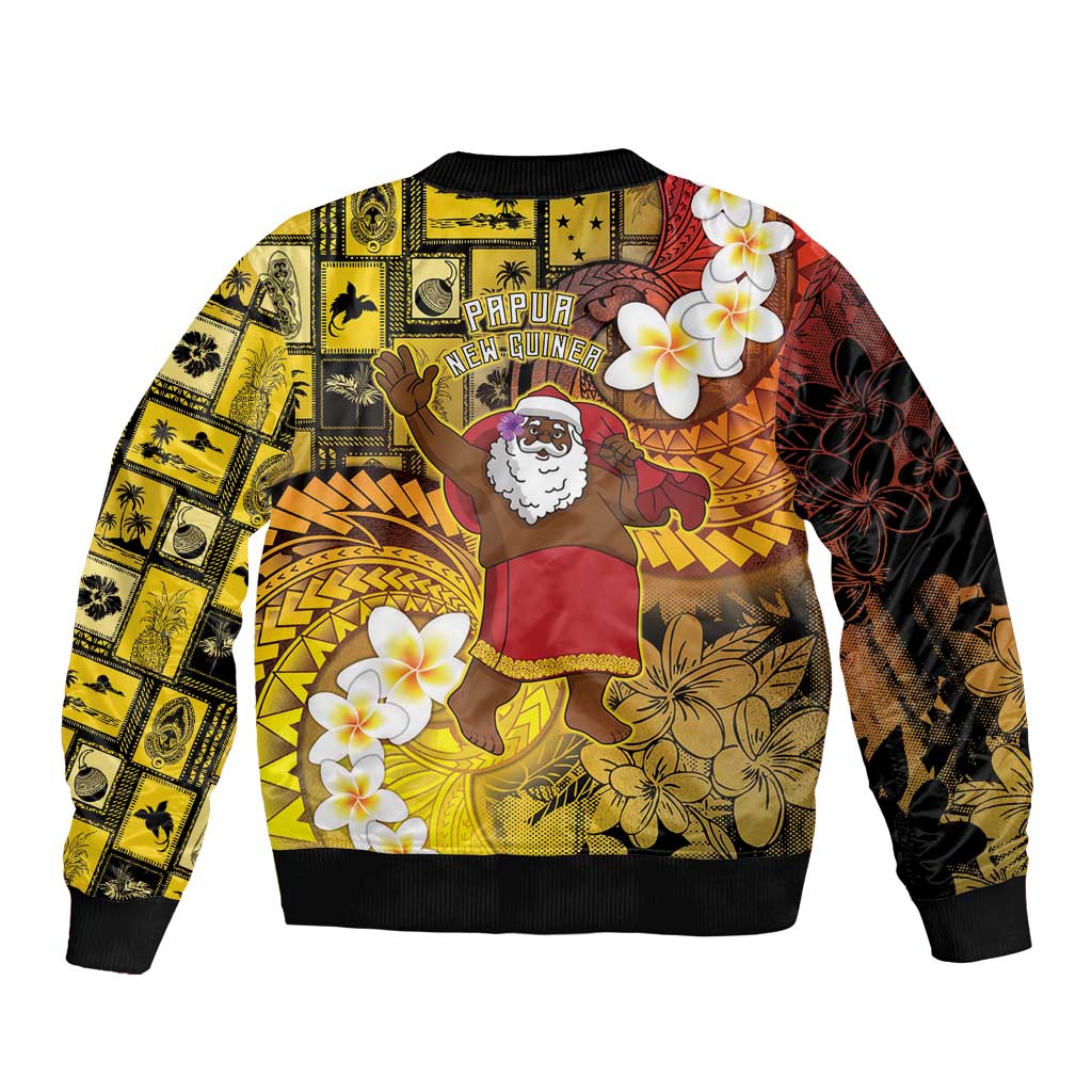 Papua New Guinea Retro Christmas Sleeve Zip Bomber Jacket Hamamas Krismas - Polynesian Pride