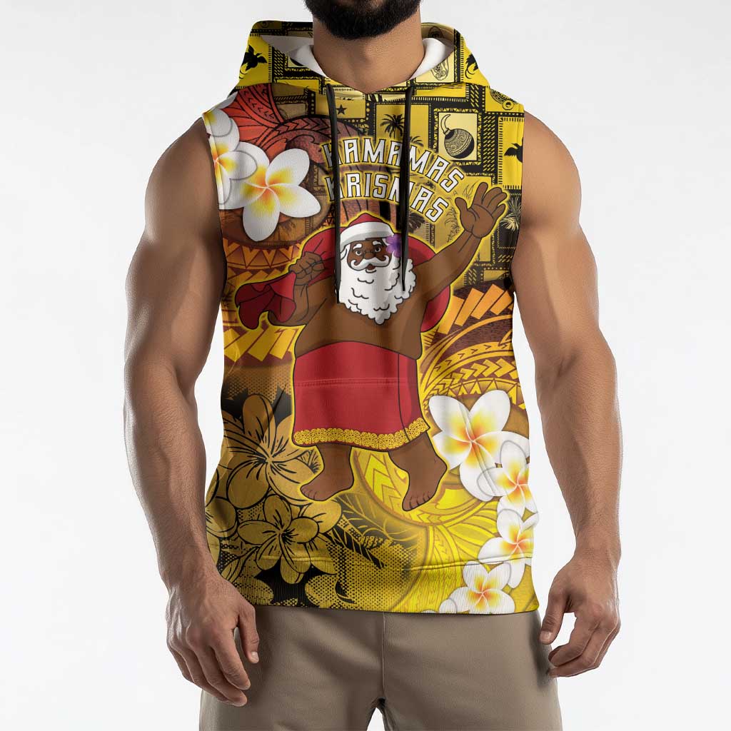 Papua New Guinea Retro Christmas Sleeveless Hoodie Hamamas Krismas - Polynesian Pride