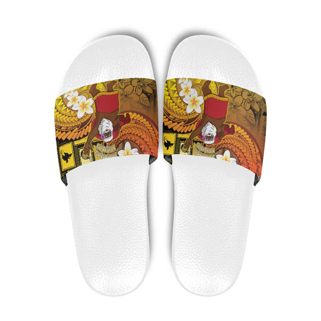 Papua New Guinea Retro Christmas Slide Sandals Hamamas Krismas - Polynesian Pride