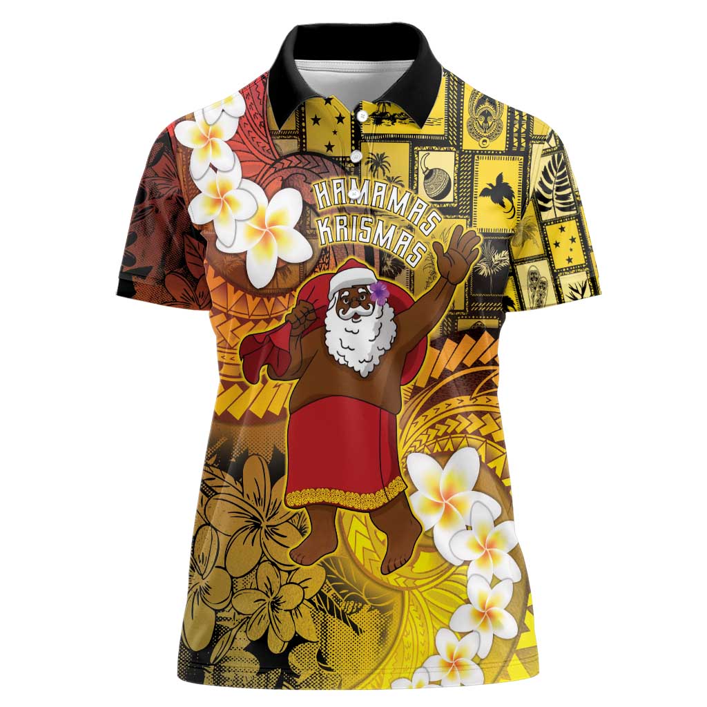 Papua New Guinea Retro Christmas Women Polo Shirt Hamamas Krismas - Polynesian Pride