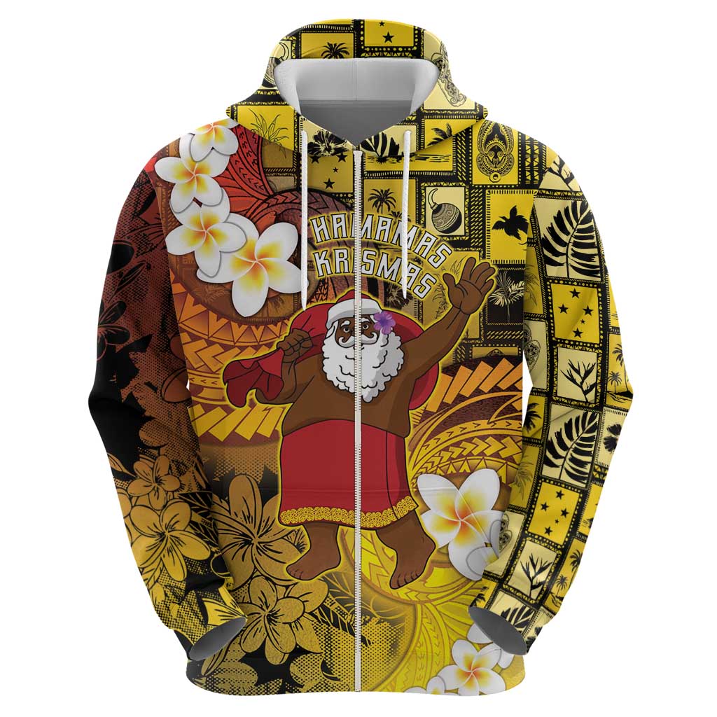 Papua New Guinea Retro Christmas Zip Hoodie Hamamas Krismas - Polynesian Pride
