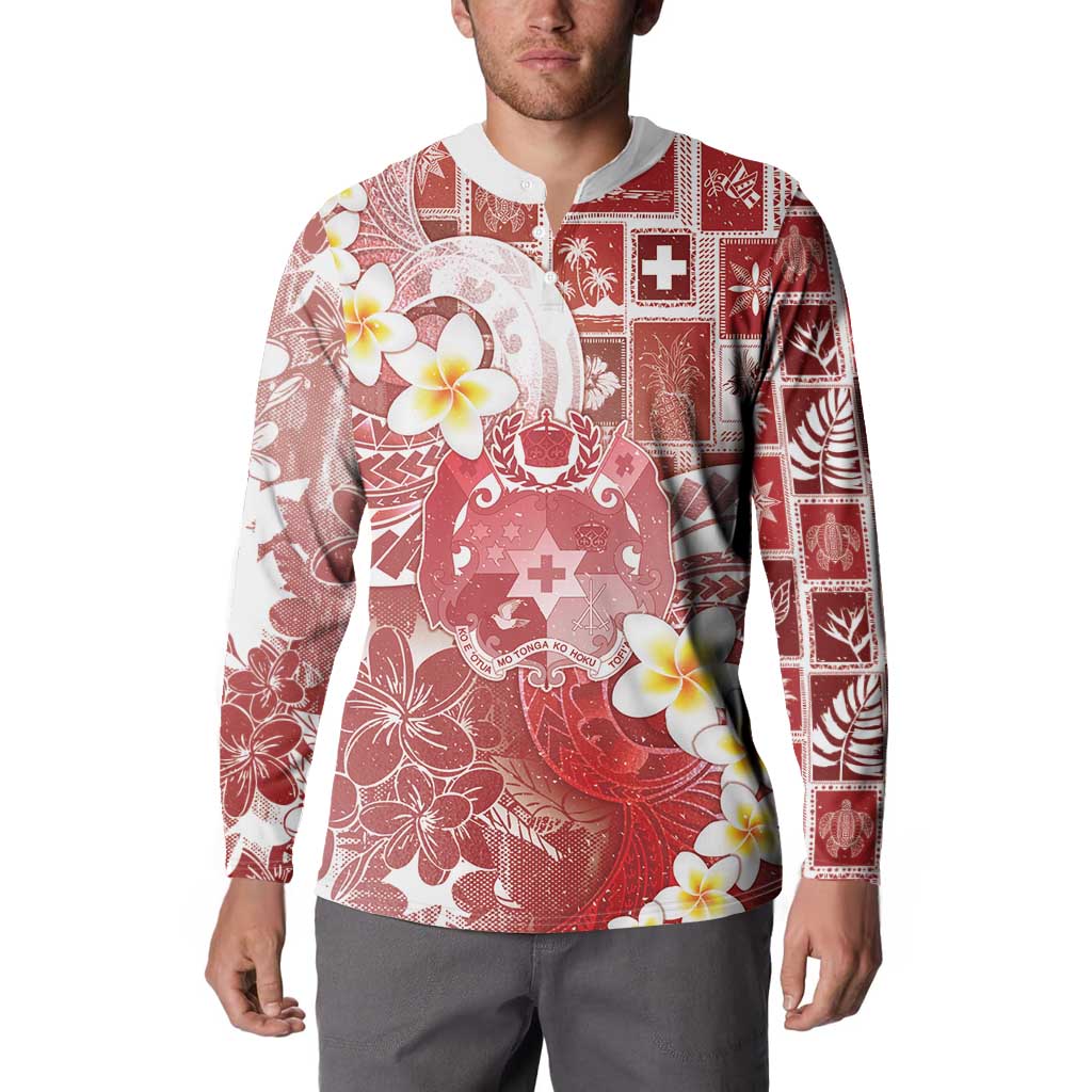 Tonga Christmas Button Sweatshirt Kilisimasi Fiefia Retro Style Red - Polynesian Pride