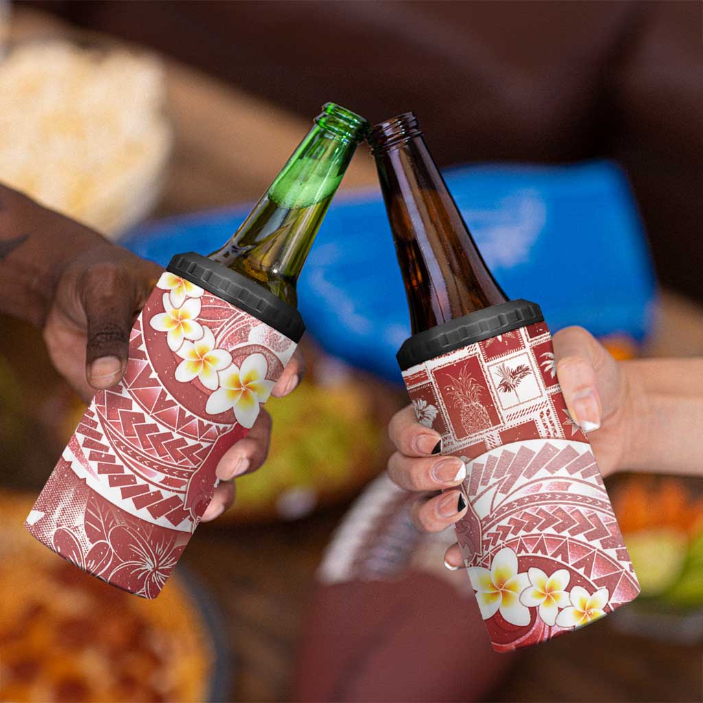 Tonga Christmas 4 in 1 Can Cooler Tumbler Kilisimasi Fiefia Retro Style Red - Polynesian Pride