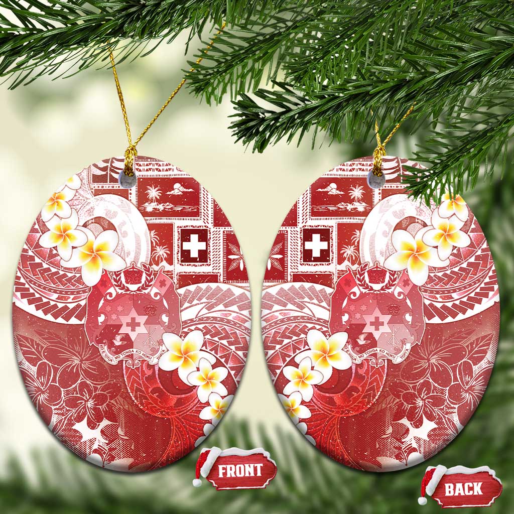 Tonga Christmas Ceramic Ornament Kilisimasi Fiefia Retro Style Red LT05 Oval Red - Polynesian Pride