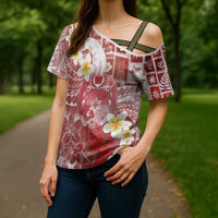 Tonga Christmas Cross Shoulder Shirt Kilisimasi Fiefia Retro Style Red - Polynesian Pride