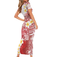 Tonga Christmas Family Matching Short Sleeve Bodycon Dress and Hawaiian Shirt Kilisimasi Fiefia Retro Style Red - Polynesian Pride