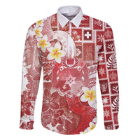 Tonga Christmas Family Matching Tank Maxi Dress and Hawaiian Shirt Kilisimasi Fiefia Retro Style Red - Polynesian Pride