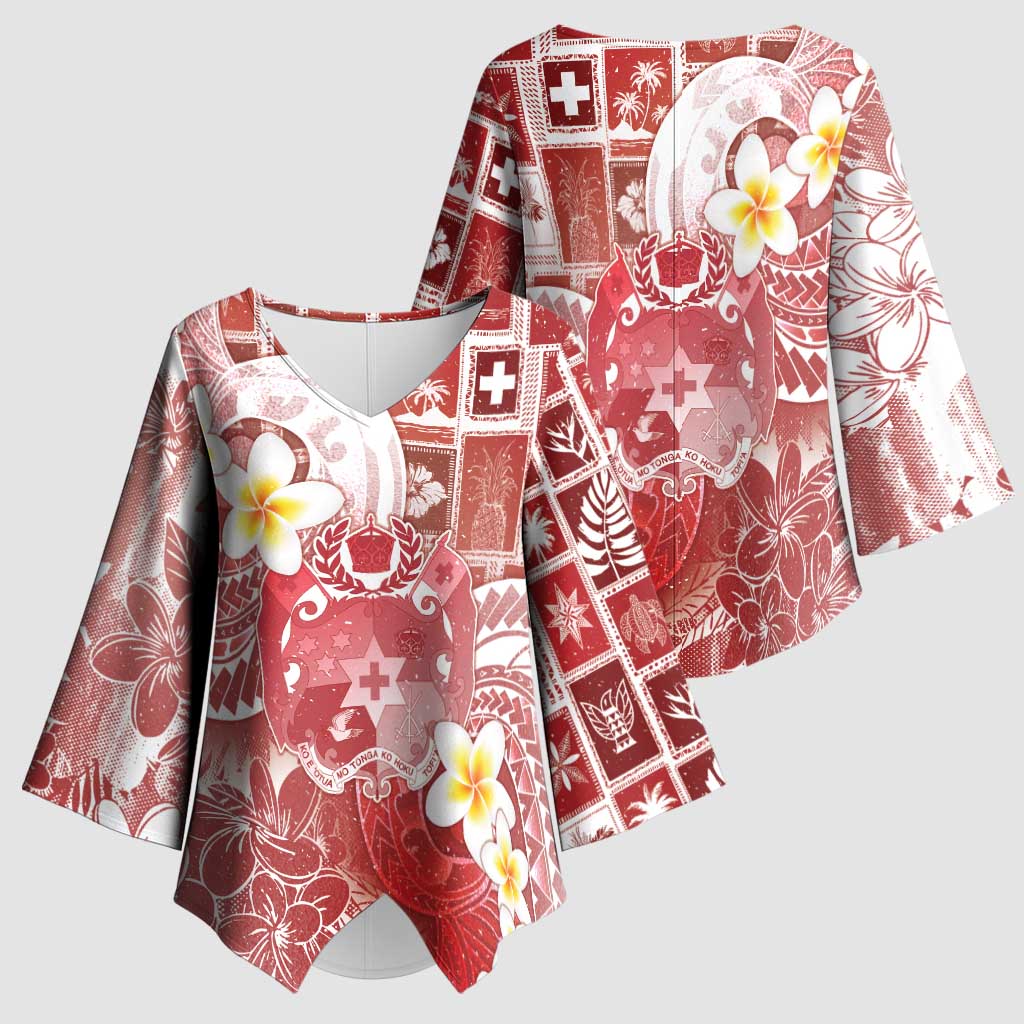 Tonga Christmas Kimono Sleeve Blouse Kilisimasi Fiefia Retro Style Red - Polynesian Pride