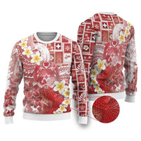 Tonga Christmas Ugly Christmas Sweater Kilisimasi Fiefia Retro Style Red LT05 Red - Polynesian Pride