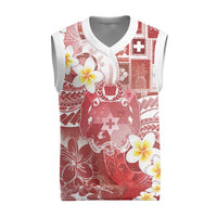 Tonga Christmas Knitted V-Neck Vest Kilisimasi Fiefia Retro Style Red LT05 Red - Polynesian Pride