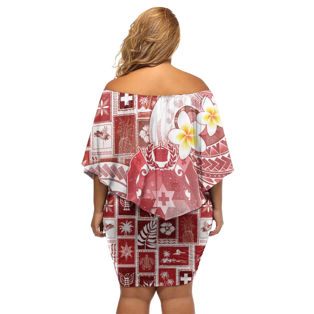 Tonga Christmas Off Shoulder Short Dress Kilisimasi Fiefia Retro Style Red - Polynesian Pride