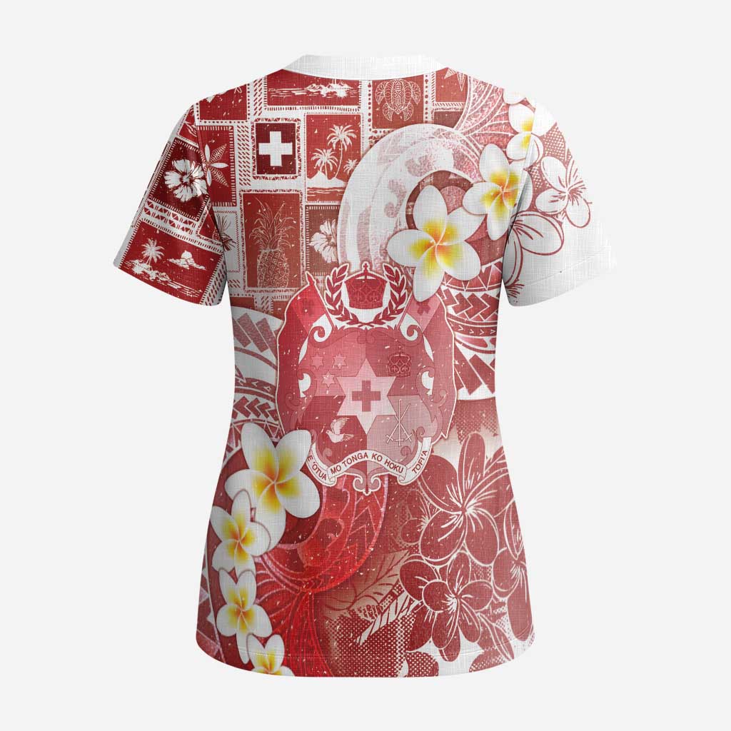 Tonga Christmas Scrub Top Kilisimasi Fiefia Retro Style Red - Polynesian Pride