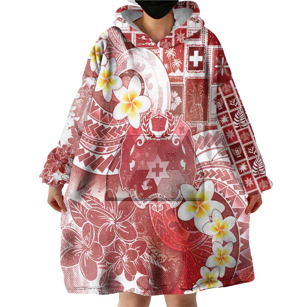 Tonga Christmas Wearable Blanket Hoodie Kilisimasi Fiefia Retro Style Red - Polynesian Pride